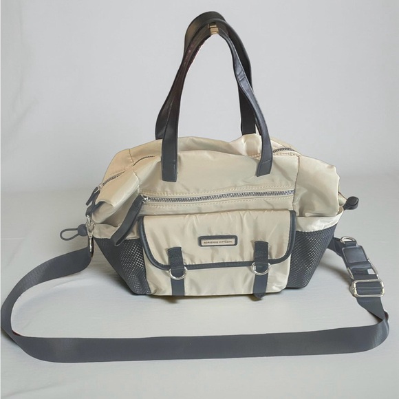 Adrienne Vittadini Handbags - Adrienne Vittadini Beige Nylon Satchel Backpack Convertible Bag with Coin Pouch